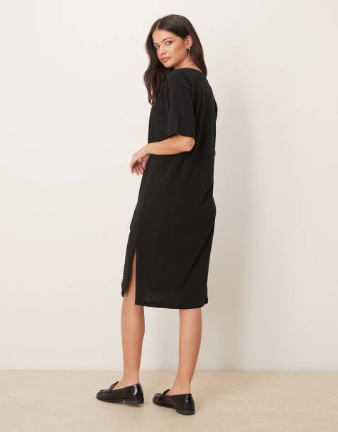 JDY - Midi T-shirtjurk in zwart - view 1