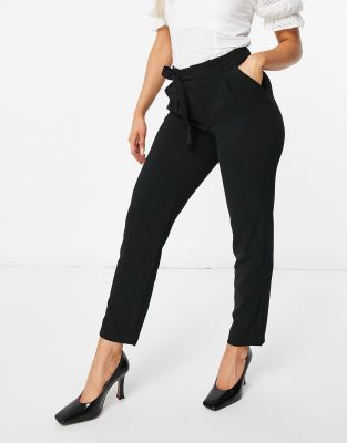 black trousers with tie waist