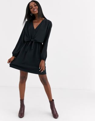 knot front black dress