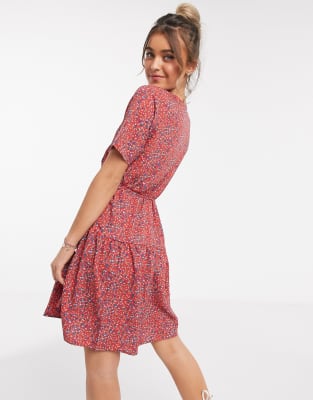 micro floral wrap mini dress