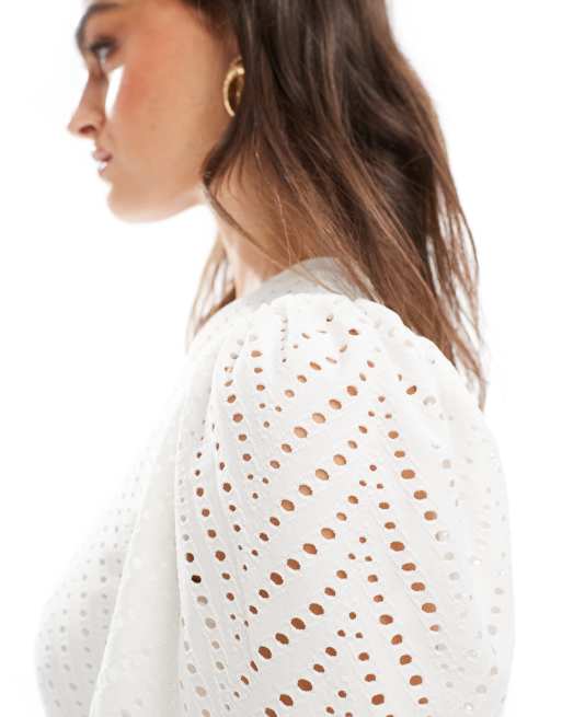 JDY - Mini jurk van broderie in wit , 4 van 4