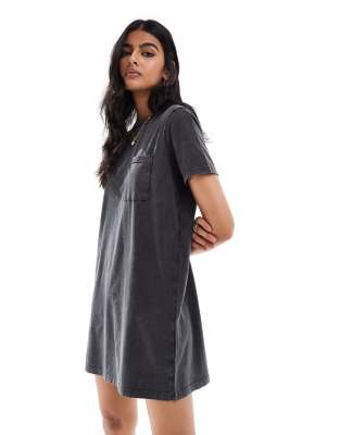 Jdy Mini Pocket T-shirt Dress In Wash Black