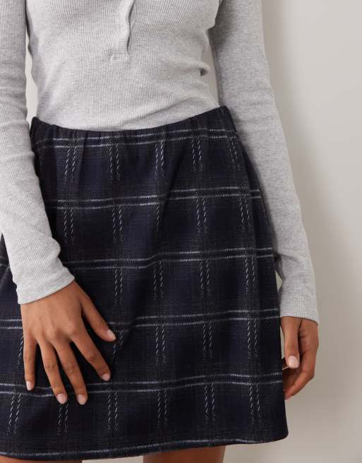 JDY mini skirt in navy checks, 2 of 5