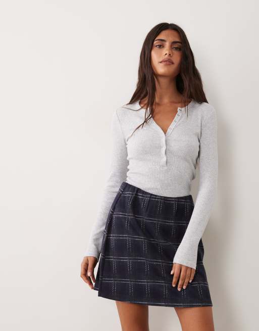 JDY mini skirt in navy checks, 3 of 5