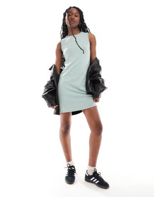 mini sleeveless fitted dress in sage green