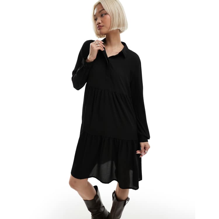 JDY mini smock dress in black