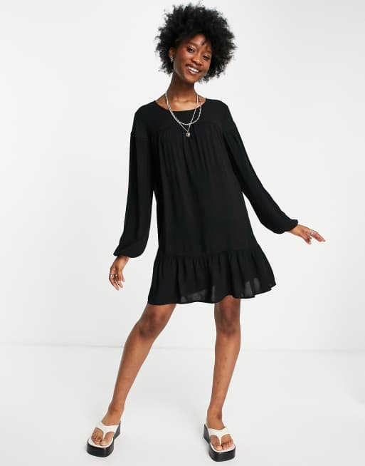 JDY mini smock dress with bust seam detailing in black | ASOS