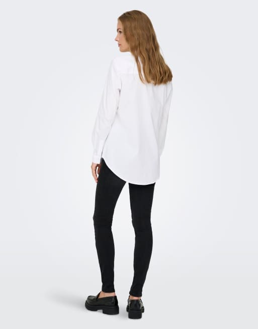 JDY Mio overhemd met lange mouwen en borduursel in wit, 2 van 7