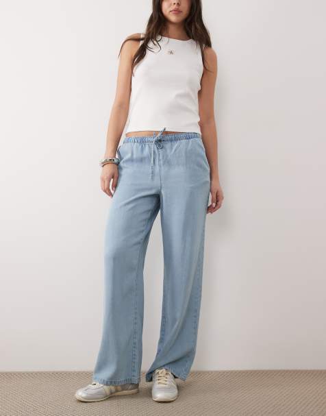 JDY - Mira - Jeans met wijde pijpen en halfhoge elastische taille in lichtblauw denim - view 1