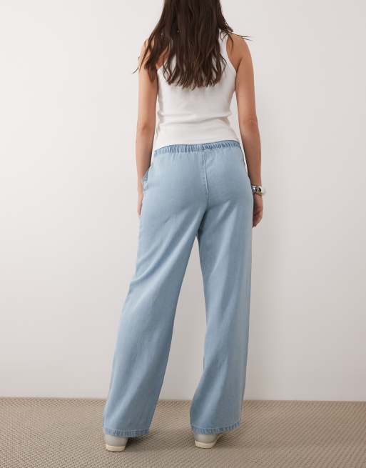 JDY - Mira - Lyseblå pull-on-jeans i denim med mellemhøj talje og vide ben, 2 af 5