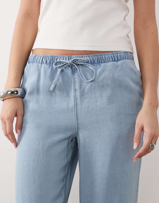 JDY - Mira - Lyseblå pull-on-jeans i denim med mellemhøj talje og vide ben, 5 af 5