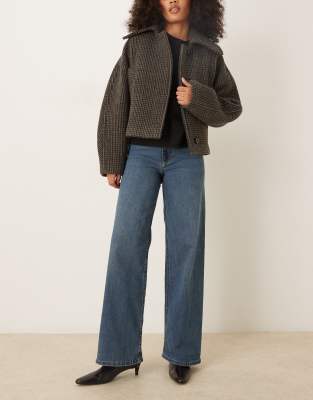 Moon - Jean ample à taille haute - Bleu foncé XS L32