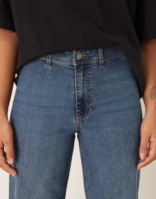 JDY - Moon - Jeans met wijde pijpen en hoge taille in donkerblauw, 5 van 5