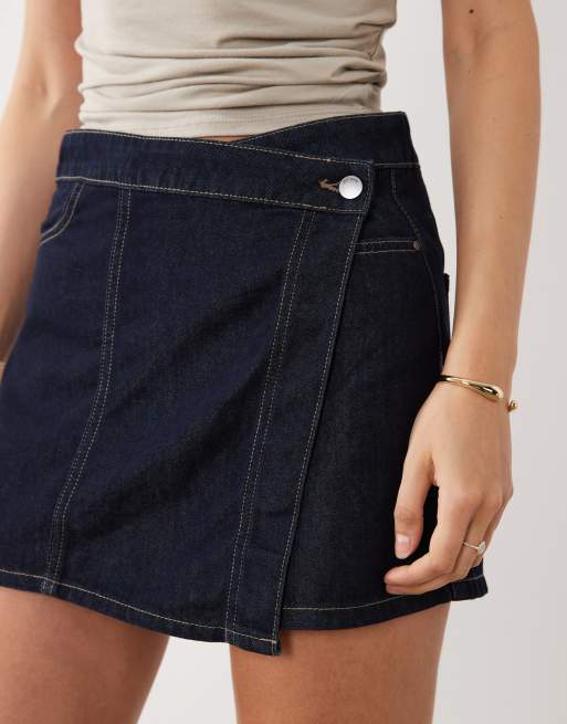 JDY – Mörkblå, asymmetrisk skort i denim, 3 av 5