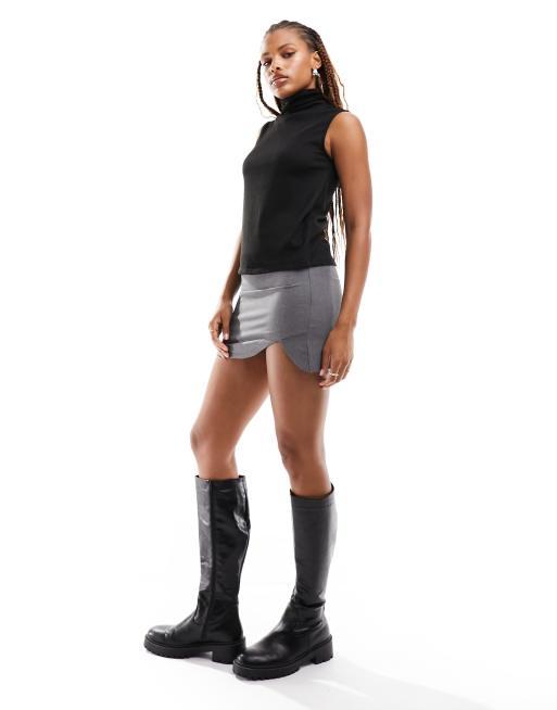 JDY - Mouwloos T-shirt met col in zwart, 4 van 4