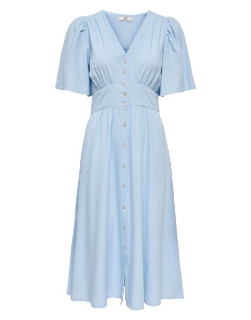 JDY Nora Midikleid mit 3/4-Ärmeln in Blau, 6 von 7