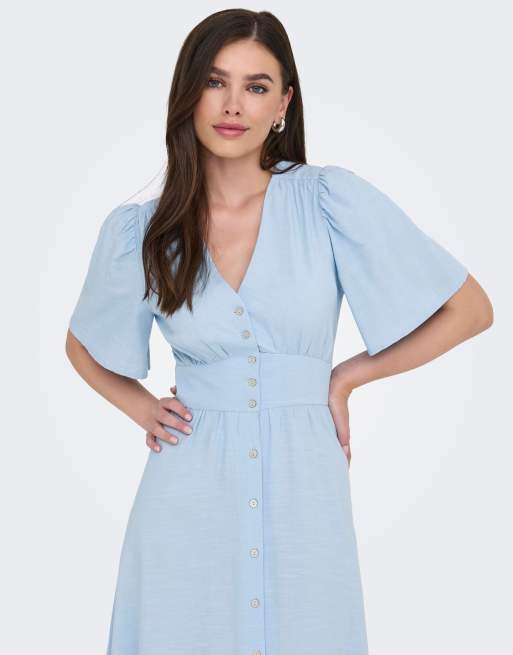 JDY Nora vestito midi con maniche 3/4 blu, 4 di 7