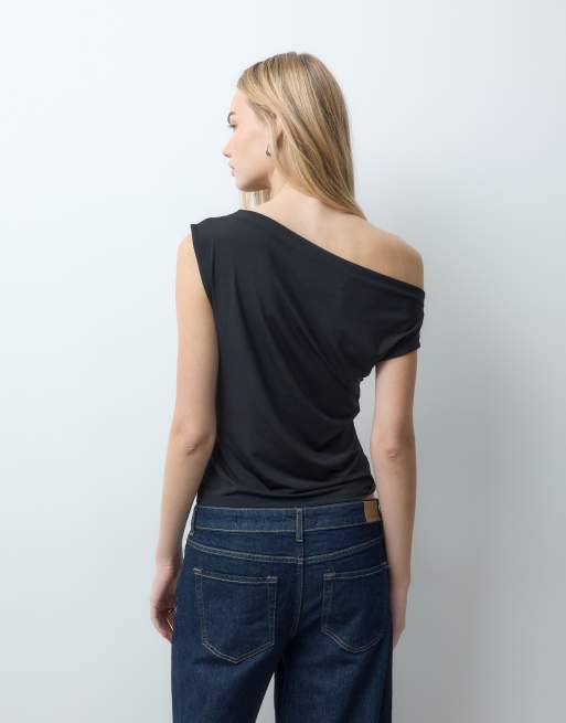  JDY off shoulder draped top in black, 5 of 5