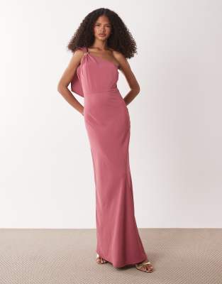 Jdy One Shoulder Maxi Dress With Gold Trim In Pink