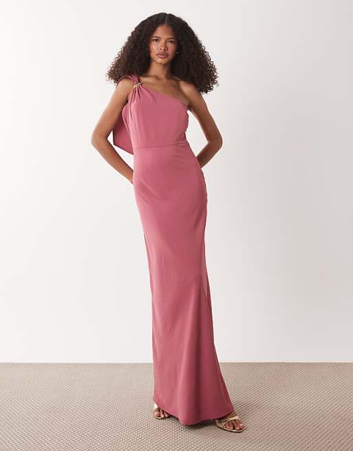 pink one shoulder maxi dress Toperth Light One-Shoulder Cutout Toperth Hand wash cold Undergarments One Shoulder Cowl Front Maxi