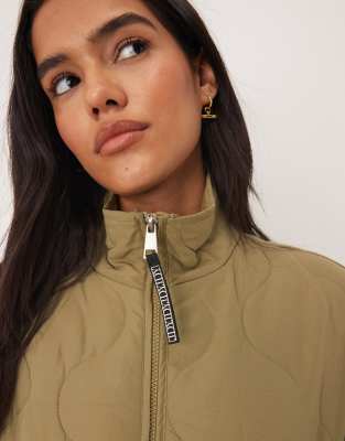 Jdy Onion Quilted Zip Up Jacket In Brown