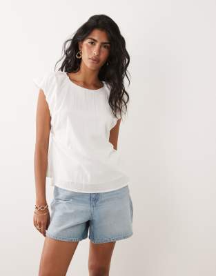 JDY open back fitted top in white