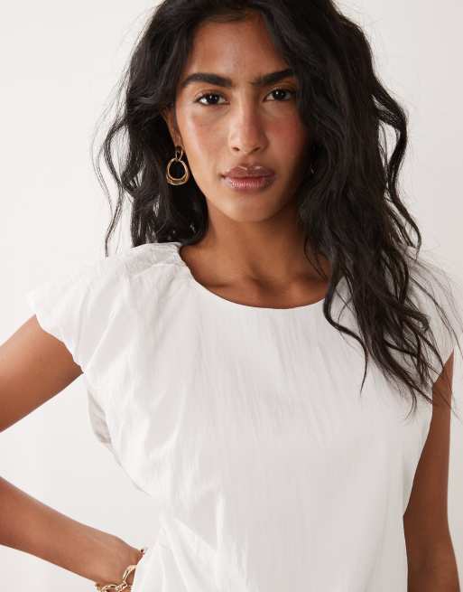 JDY open back top in white, 3 of 4