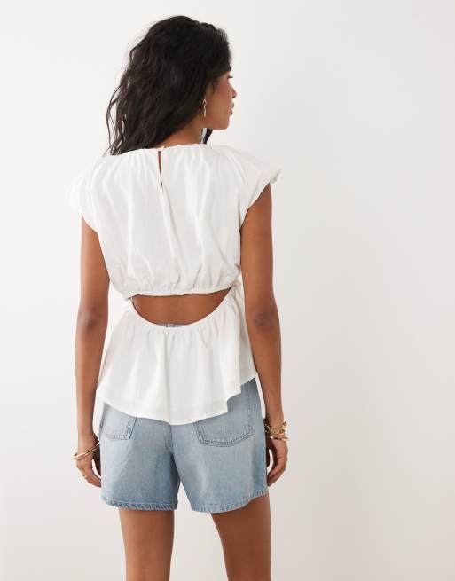 JDY open back top in white, 4 of 4