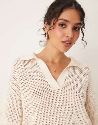 Jdy Open Knit Polo Top