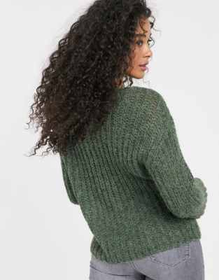 green knit sweater