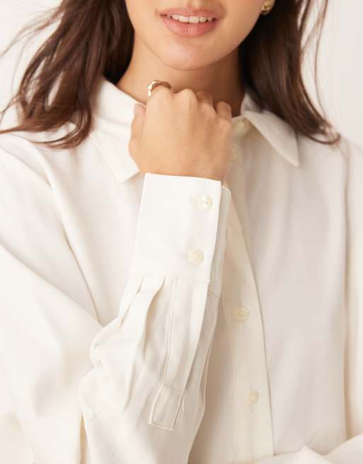JDY – Oversize-Hemdbluse in Cremeweiß mit Ziernaht, 3 von 4