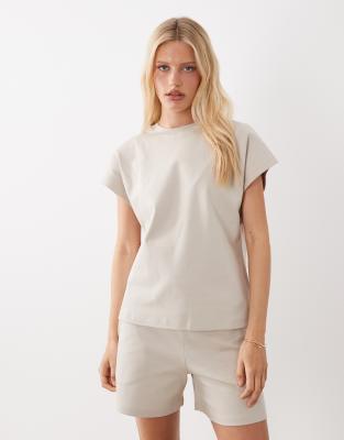 Oversize-T-Shirt in Steinbeige, Kombiteil-Neutral Neutral XS