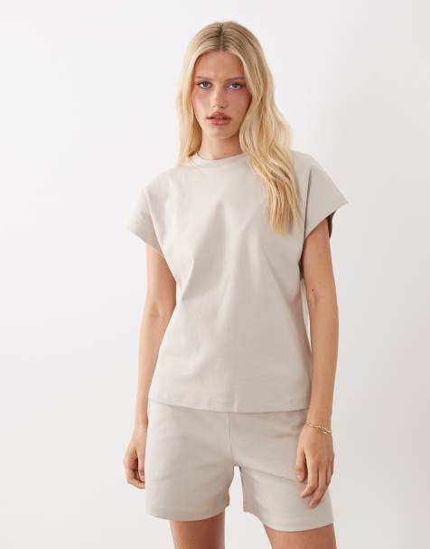 JDY – Oversize-T-Shirt in Steinbeige, Kombiteil - view 1
