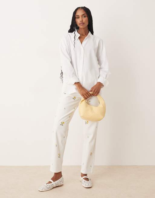 JDY oversized boyfriend fit shirt in white