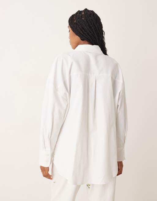 JDY oversized boyfriend fit shirt in white