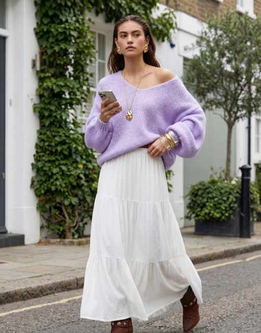 JDY oversized reversible knit jumper in lilac , 11 of 11