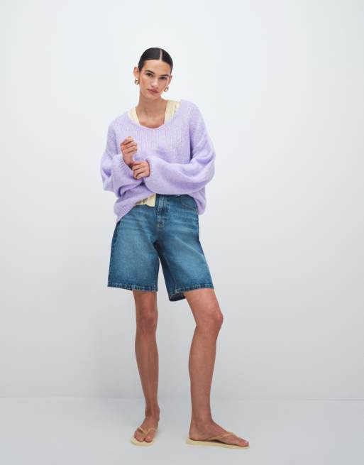 JDY oversized reversible knit jumper in lilac , 2 of 11