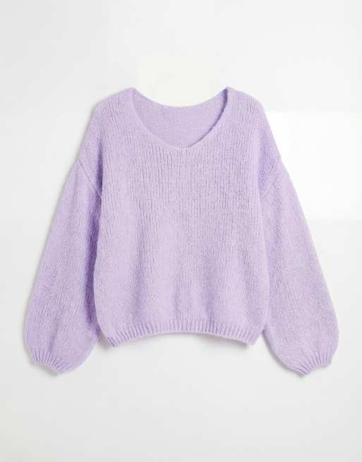 JDY oversized reversible knit jumper in lilac , 5 of 11