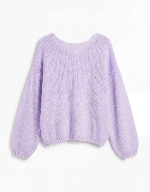 JDY oversized reversible knit sweater in lilac , 6 of 11