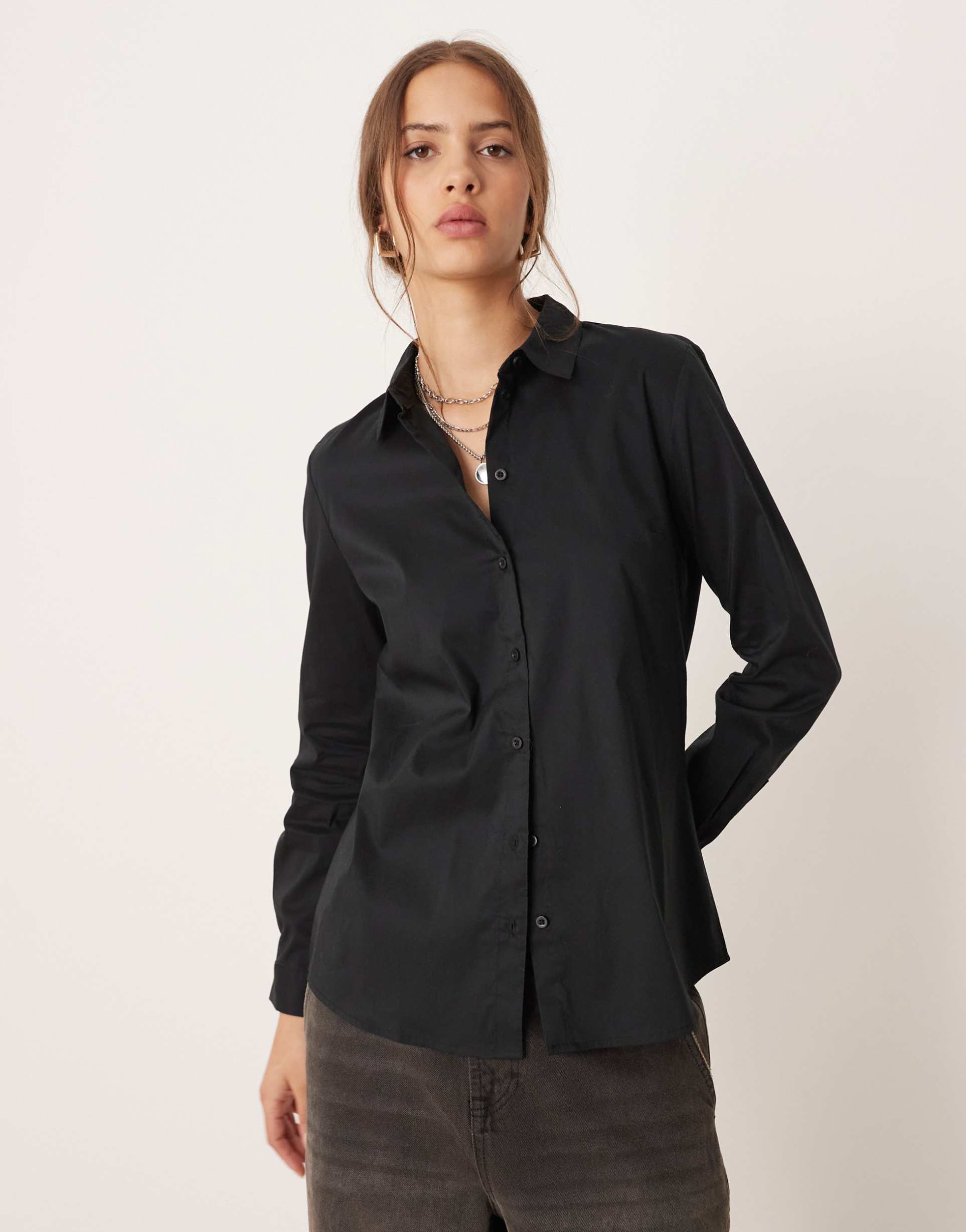 jdy oversized shirt in black