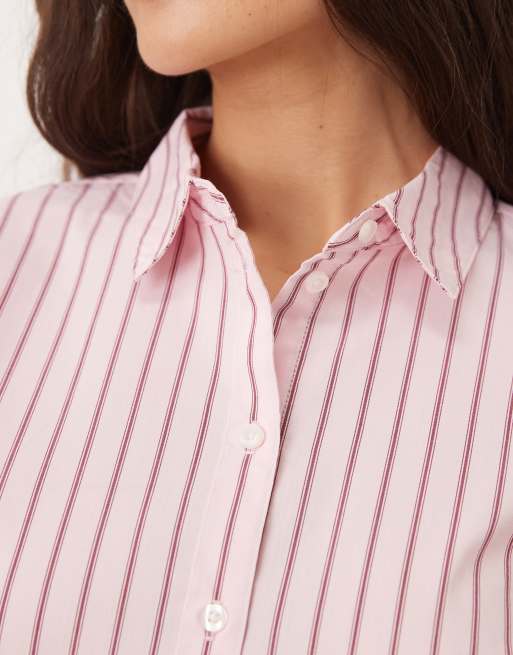 JDY oversized shirt in pale pink stripes, 3 of 4