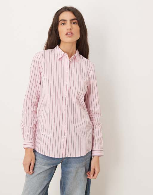 JDY oversized shirt in pale pink stripes, 4 of 4