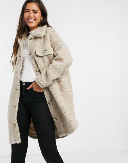 JDY - Oversized teddy jack in crème, 3 van 4