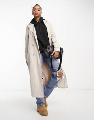 JDY oversized trench coat in stone