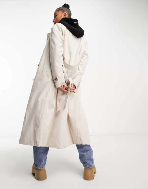 JDY oversized trench coat in stone