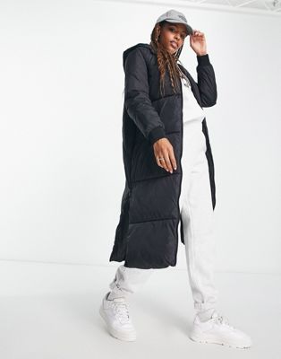 Jdy Padded Maxi Coat With Hood In Black