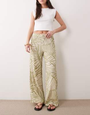 Pantalon à enfiler avec imprimé abstrait - Vert S L32
