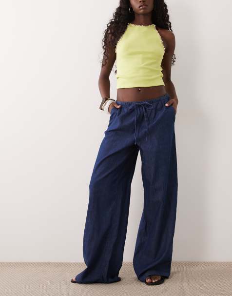 JDY - Pantalon ample à enfiler en denim - Bleu moyen - view 1