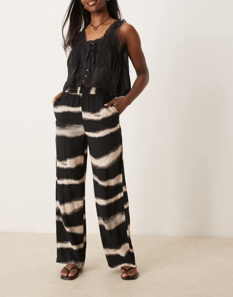 JDY - Pantalon ample à imprimé abstrait - Noir - view 1