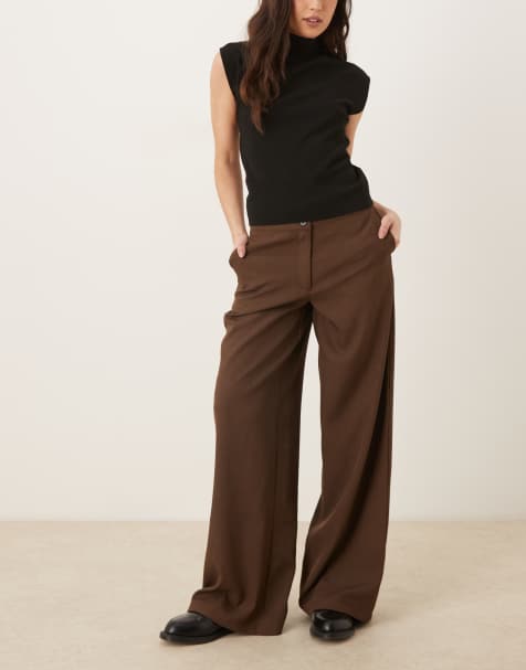 JDY - Pantalon ample à taille haute - Marron chocolat - view 1